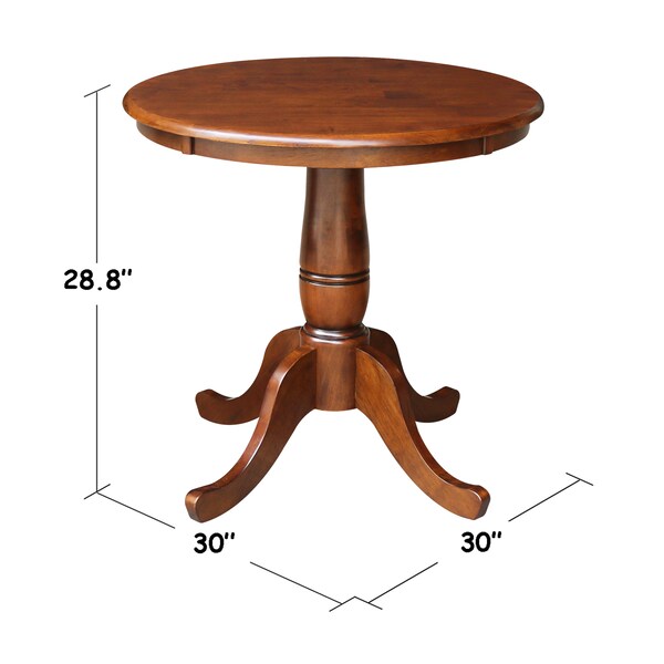 International Concepts Round 30 in Round Top Pedestal Table, 28.9 inH, Espresso, 30 in W, 30 in L, 28.9 in H, Wood - K581-30RT