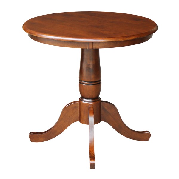 International Concepts Round 30 in Round Top Pedestal Table, 28.9 inH, Espresso, 30 in W, 30 in L, 28.9 in H, Wood - K581-30RT