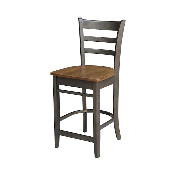 International Concepts Round 30 in Rd Ped Gathering Ht Table, 2 Emily Counter Ht Stools, Hickory/Coal, 30 in W, 30 in L - K45-30RT-27B-S6172-2