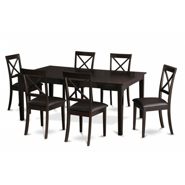 East West Furniture 7 Piece Dining Room Table Set-Dinette Table Having Leaf and 6 Dinette Chairs - HEBO7-CAP-LC