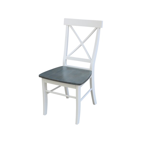 International Concepts Round 36 in Rd Top Pedestal Table, 2 X-Back Chairs, White/Heather Gray, 36 in W, 36 in L, 29.1 in H - K05-36RT-27B-C613-2