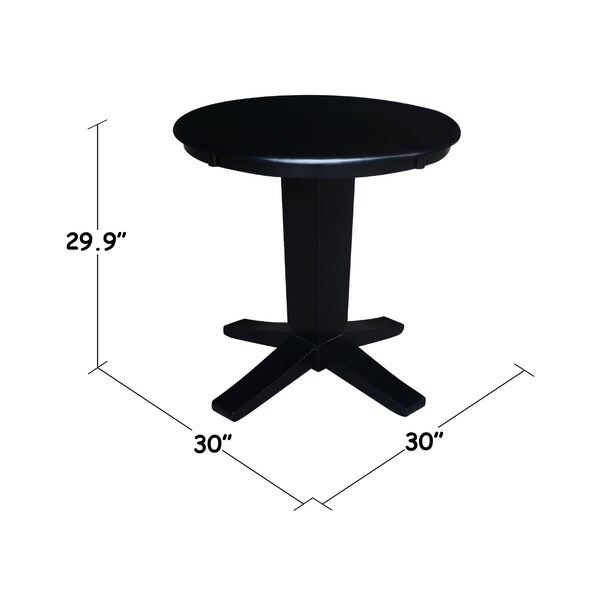 International Concepts 30 in. Solid Wood Round Top Pedestal Dining Table - 29.9 in. High, Black - K46-30RT-23B