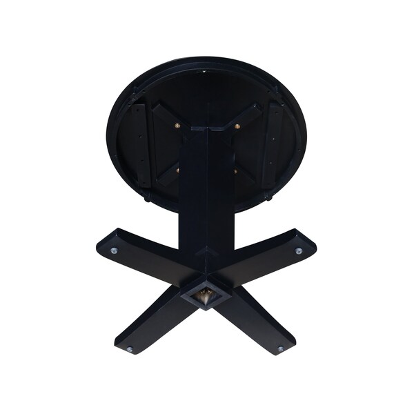 International Concepts 30 in. Solid Wood Round Top Pedestal Dining Table - 29.9 in. High, Black - K46-30RT-23B