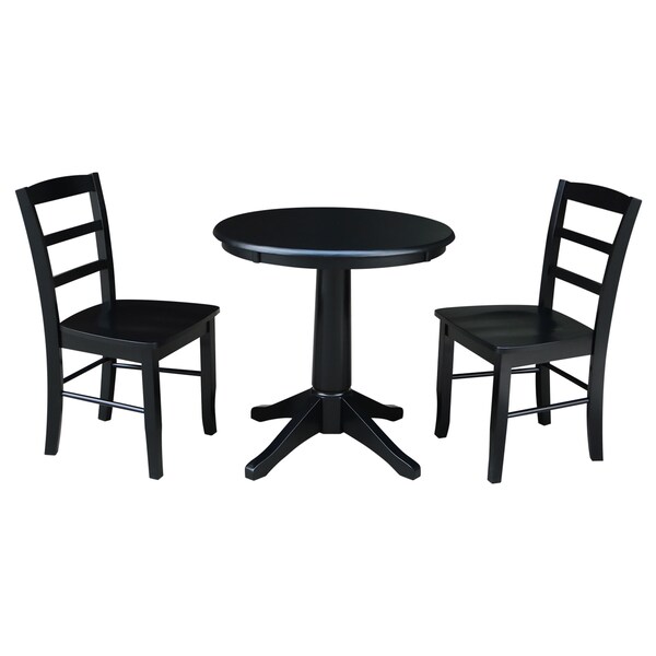 International Concepts Round 30 in Round Top Pedestal Table, with 2 San Remo Chairs, Black, 30 in W, 30 in L, 29.9 in H - K46-30RT-27B-C2-2