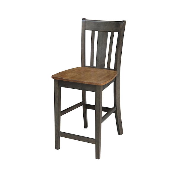 International Concepts Round 30 in Rd Ped Gathering Ht Table, 2 San Remo Stools, Hickory/Coal, 30 in W, 30 in L, 35.1 in H - K45-30RT-6B-S102-2