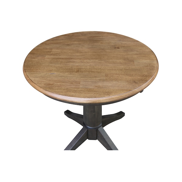 International Concepts Round 30 in Round Top Pedestal Table, 29.9 inH, Hickory/Washed Coal, 30 in W, 30 in L, 29.9 in H - K45-30RT-27B