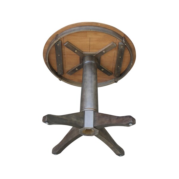 International Concepts Round 30 in Round Top Pedestal Table, 29.9 inH, Hickory/Washed Coal, 30 in W, 30 in L, 29.9 in H - K45-30RT-27B