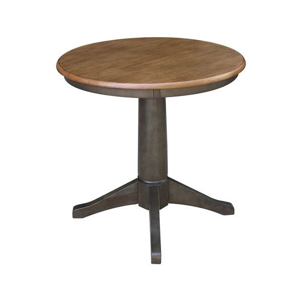 International Concepts Round 30 in Round Top Pedestal Table, 29.9 inH, Hickory/Washed Coal, 30 in W, 30 in L, 29.9 in H - K45-30RT-27B