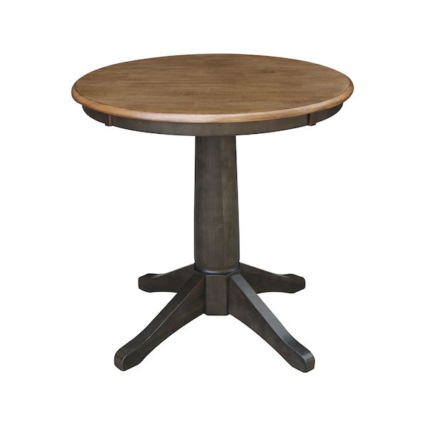 International Concepts Round 30 in Round Top Pedestal Table, 29.9 inH, Hickory/Washed Coal, 30 in W, 30 in L, 29.9 in H - K45-30RT-27B