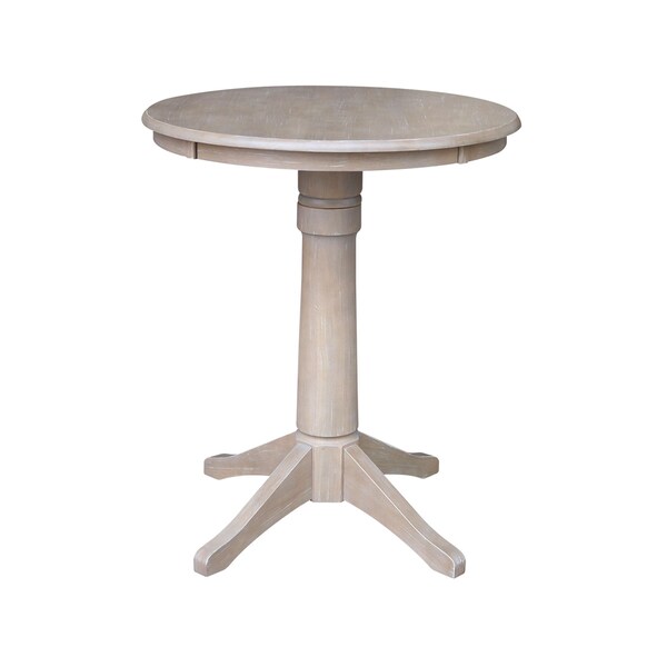 International Concepts Round 30 in Round Top Pedestal Table, 34.9 inH, Washed Gray Taupe, 30 in W, 30 in L, 35.9 in H - K09-30RT-27B-6B