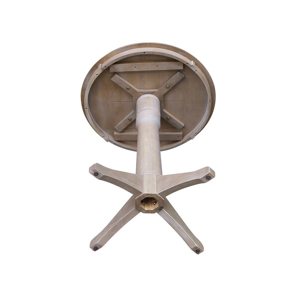International Concepts Round 30 in Round Top Pedestal Table, 34.9 inH, Washed Gray Taupe, 30 in W, 30 in L, 35.9 in H - K09-30RT-27B-6B