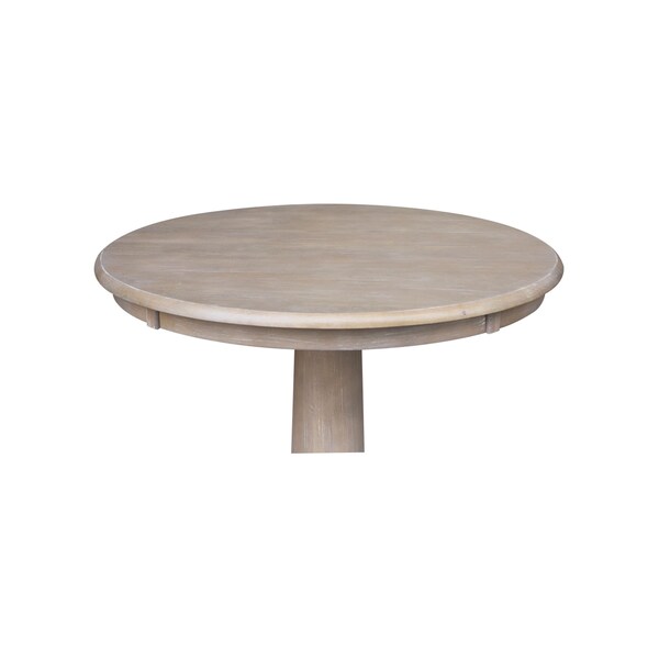 International Concepts Round 30 in Round Top Pedestal Table, 34.9 inH, Washed Gray Taupe, 30 in W, 30 in L, 35.9 in H - K09-30RT-27B-6B