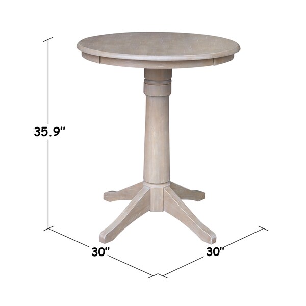 International Concepts Round 30 in Round Top Pedestal Table, 34.9 inH, Washed Gray Taupe, 30 in W, 30 in L, 35.9 in H - K09-30RT-27B-6B
