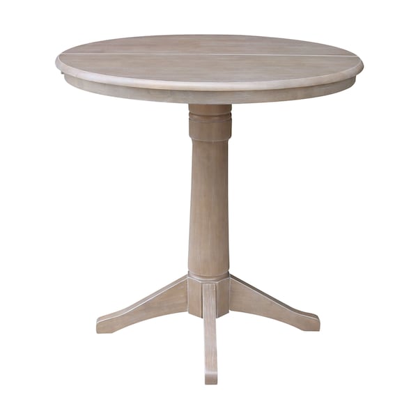 International Concepts Round 36 in Rd Top Pedestal Table, 12 in Leaf, 34.9 inH, Adjust Ht, Washed Gray Taupe, 36 in W, 48 in L - K09-36RXT-27B-6B