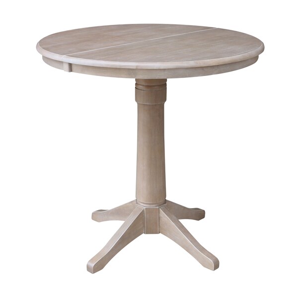 International Concepts Round 36 in Rd Top Pedestal Table, 12 in Leaf, 34.9 inH, Adjust Ht, Washed Gray Taupe, 36 in W, 48 in L - K09-36RXT-27B-6B