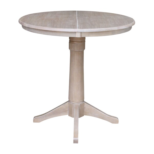 International Concepts Round 36 in Rd Top Pedestal Table, 12 in Leaf, 34.9 inH, Adjust Ht, Washed Gray Taupe, 36 in W, 48 in L - K09-36RXT-27B-6B