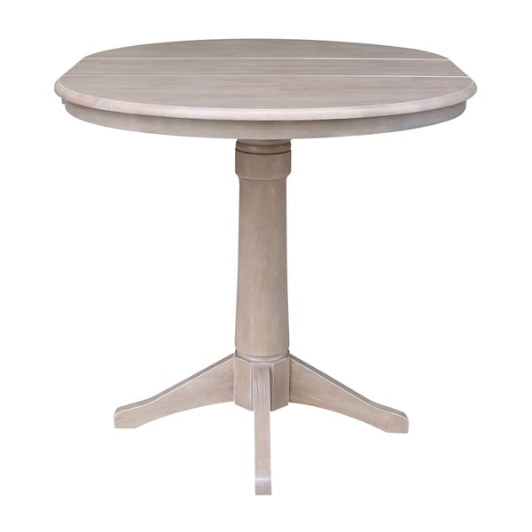 International Concepts Round 36 in Rd Top Pedestal Table, 12 in Leaf, 34.9 inH, Adjust Ht, Washed Gray Taupe, 36 in W, 48 in L - K09-36RXT-27B-6B