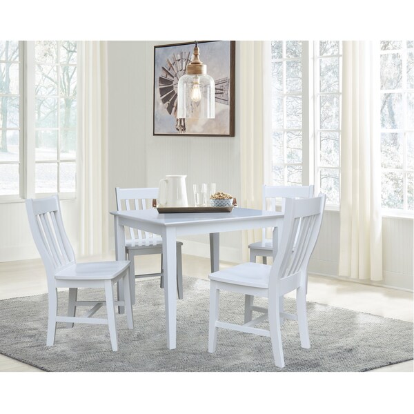 International Concepts Square 36 in x 36 in Dining Table with 4 Chairs, White, 36 in W, 36 in L, 30 in H, Wood, White - K08-3636-C61-4