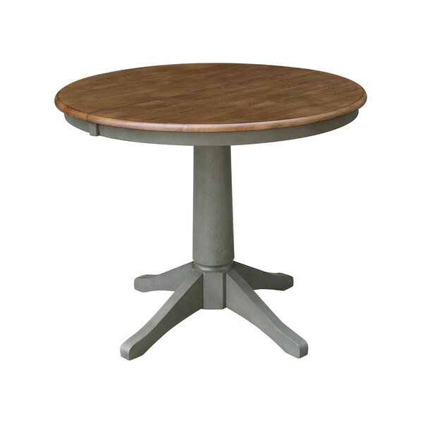 International Concepts Round 36 in Rd Extension Dining Table, 2 San Remo Chairs, Hickory/Stone, 36 in W, 48 in L, 30.1 in H - K41-36RXT-27B-C10-2