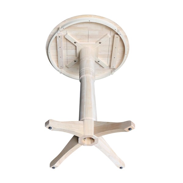 International Concepts Round 30 in Round Top Pedestal Table, 40.9 inH, Unfinished, 30 in W, 30 in L, 41.9 in H, Wood - K-30RT-27B-6B-2