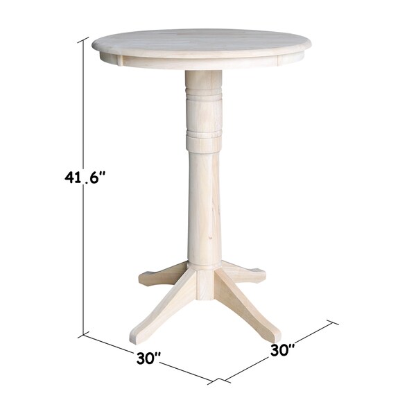 International Concepts Round 30 in Round Top Pedestal Table, 40.9 inH, Unfinished, 30 in W, 30 in L, 41.9 in H, Wood - K-30RT-27B-6B-2