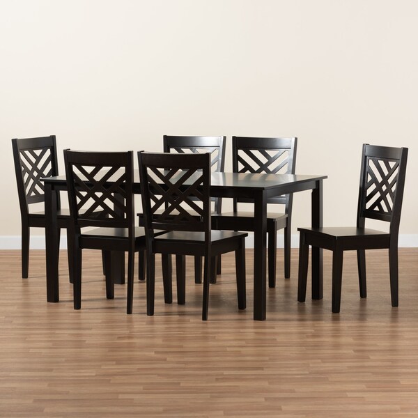 Baxton Studio Ani Modern and Contemporary Dark Brown Finished Wood 7-Piece Dining Set - 183-11430-10519-ZORO