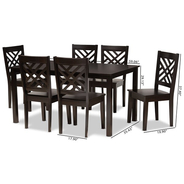 Baxton Studio Ani Modern and Contemporary Dark Brown Finished Wood 7-Piece Dining Set - 183-11430-10519-ZORO