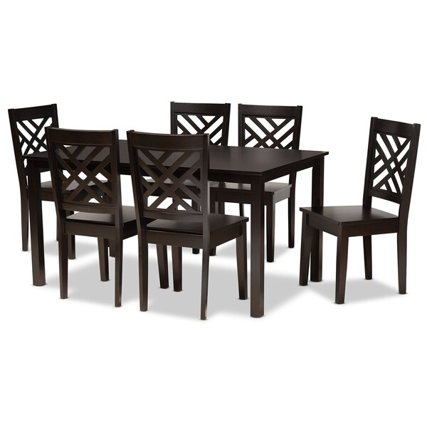 Baxton Studio Ani Modern and Contemporary Dark Brown Finished Wood 7-Piece Dining Set - 183-11430-10519-ZORO
