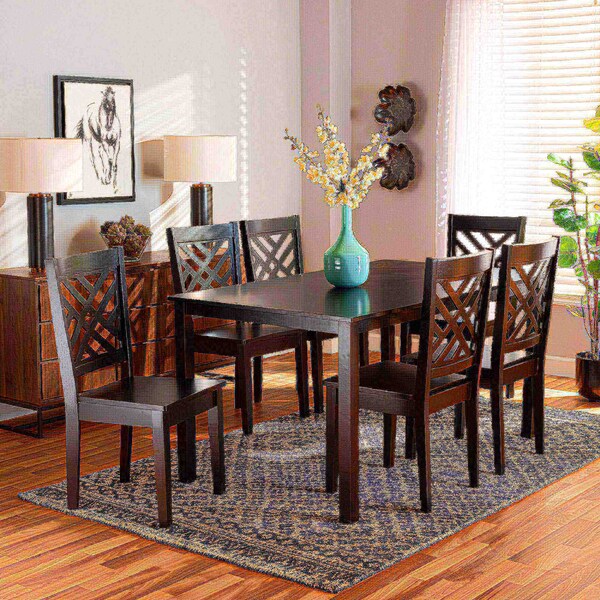 Baxton Studio Ani Modern and Contemporary Dark Brown Finished Wood 7-Piece Dining Set - 183-11430-10519-ZORO