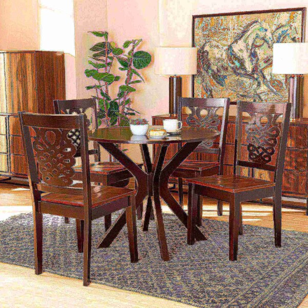 Baxton Studio Liese Modern Two-Tone Dark Brown and Walnut Brown Finished Wood 5-PC Dining Set - 178-11384-10892-ZORO