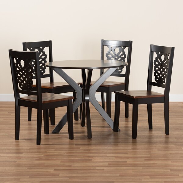 Baxton Studio Liese Modern Two-Tone Dark Brown and Walnut Brown Finished Wood 5-PC Dining Set - 178-11384-10892-ZORO