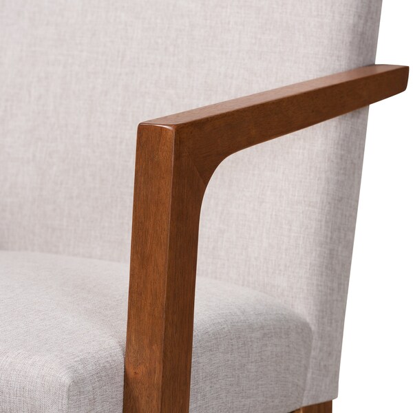 Baxton Studio Glenda Mid-Century Modern Greyish Beige Fabric and Walnut Brown Finished Wood 7-Piece Dining Set - 187-7364-10520-ZORO