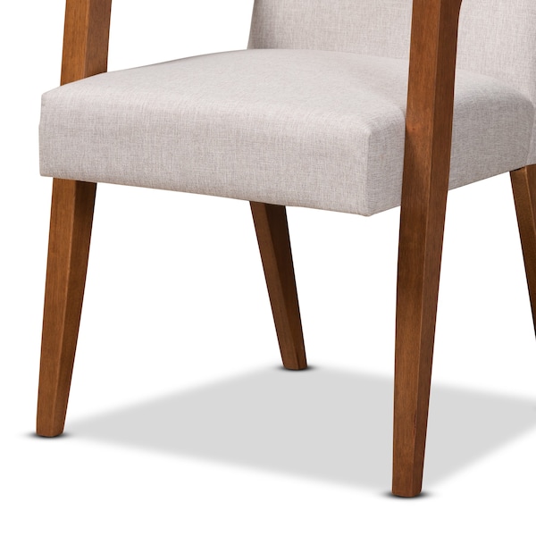 Baxton Studio Glenda Mid-Century Modern Greyish Beige Fabric and Walnut Brown Finished Wood 7-Piece Dining Set - 187-7364-10520-ZORO