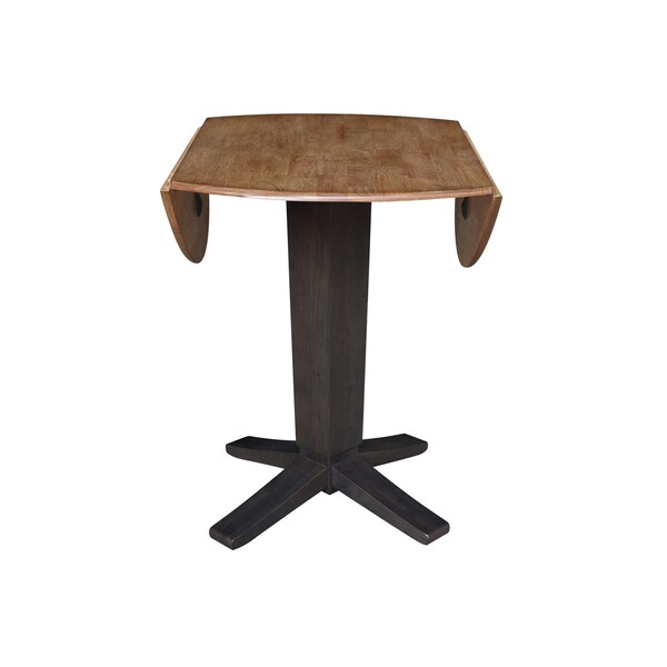 International Concepts 42 in. Solid Wood Round Dual Drop Leaf Dining Pedestal Table - 36.3 in.High in Hickory/Washed Coal - K45-42DPT-23B-36