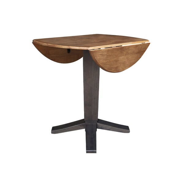 International Concepts 42 in. Solid Wood Round Dual Drop Leaf Dining Pedestal Table - 36.3 in.High in Hickory/Washed Coal - K45-42DPT-23B-36