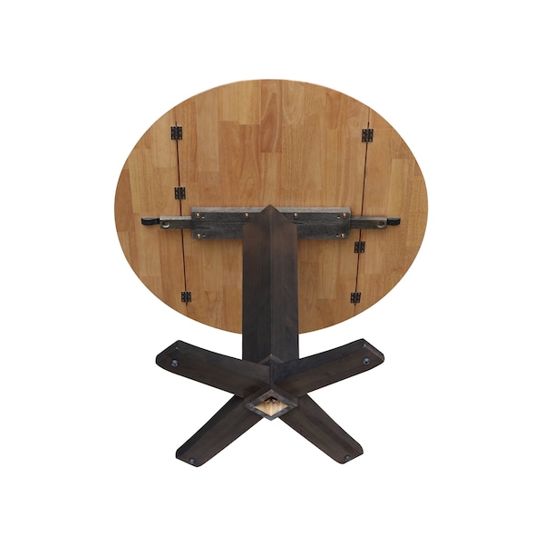 International Concepts 42 in. Solid Wood Round Dual Drop Leaf Dining Pedestal Table - 36.3 in.High in Hickory/Washed Coal - K45-42DPT-23B-36