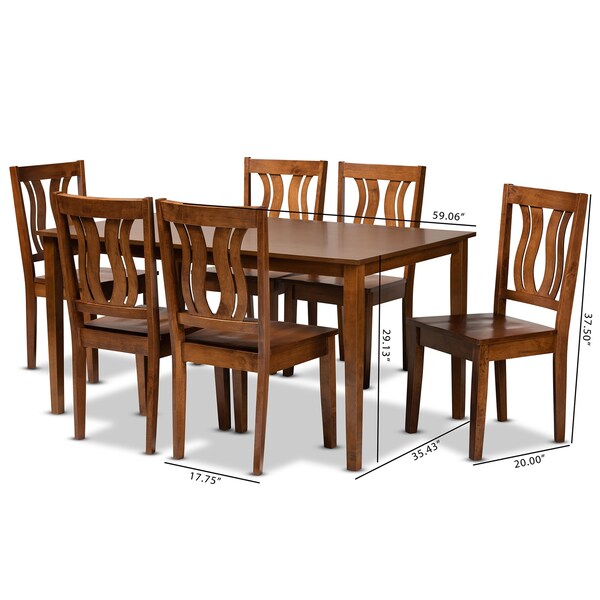 Baxton Studio Zamira Modern and Contemporary Transitional Walnut Brown Finished Wood 7-Piece Dining Set - 177-11379-10520-ZORO