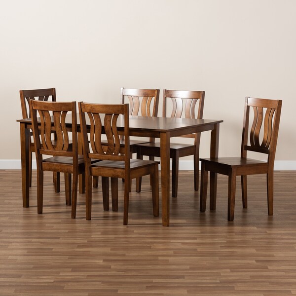 Baxton Studio Zamira Modern and Contemporary Transitional Walnut Brown Finished Wood 7-Piece Dining Set - 177-11379-10520-ZORO