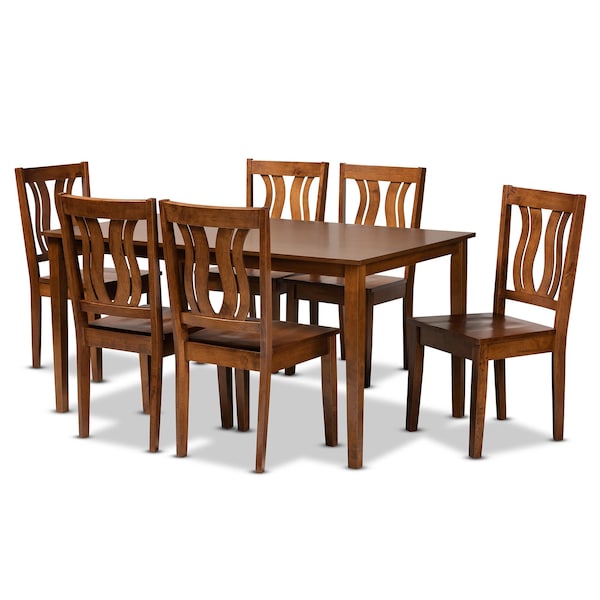 Baxton Studio Zamira Modern and Contemporary Transitional Walnut Brown Finished Wood 7-Piece Dining Set - 177-11379-10520-ZORO