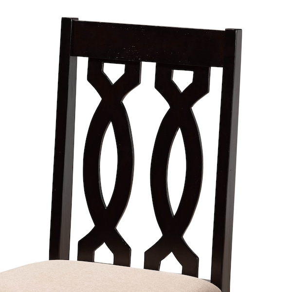 Baxton Studio Callie Sand Upholstered and Dark Brown Wood 5-Piece Dining Set - 172-9733-10892