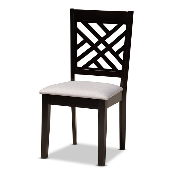 Baxton Studio Lilly Grey Upholstered and Dark Brown Finished Wood 5-Piece Dining Set - 169-9402-10896