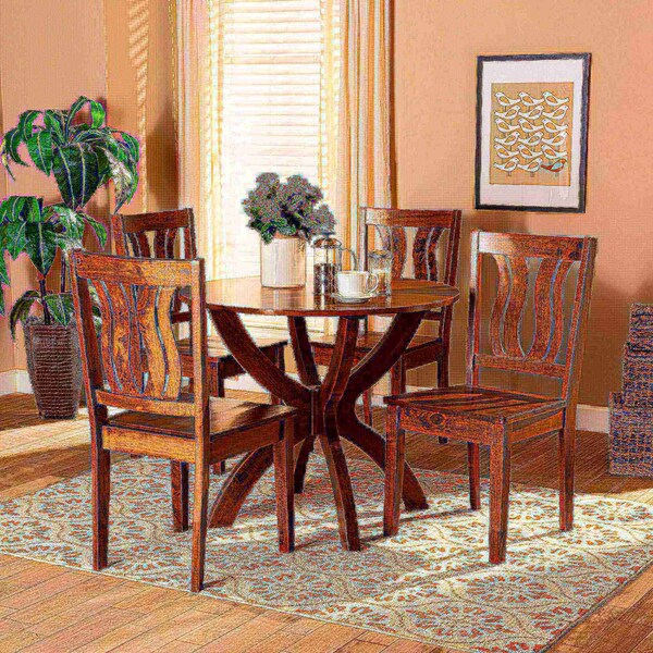 Baxton Studio Karla Modern and Contemporary Transitional Walnut Brown Finished Wood 5-Piece Dining Set - 177-11379-10901-ZORO