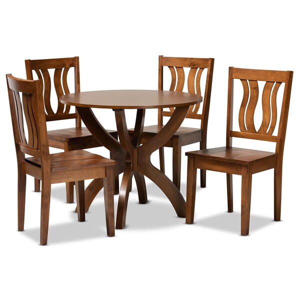 Baxton Studio Karla Modern and Contemporary Transitional Walnut Brown Finished Wood 5-Piece Dining Set - 177-11379-10901-ZORO