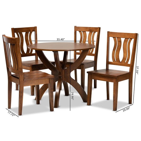 Baxton Studio Karla Modern and Contemporary Transitional Walnut Brown Finished Wood 5-Piece Dining Set - 177-11379-10901-ZORO