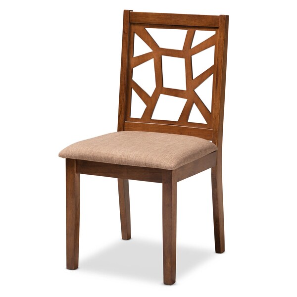 Baxton Studio Abilene Brown Upholstered and Walnut Finished 5-Piece Wood Dining Set - 154-8035-8959