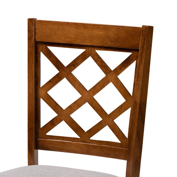 Baxton Studio Andor Grey Upholstered and Walnut Wood 6-Piece Dining Set - 169-9874-10920-10520