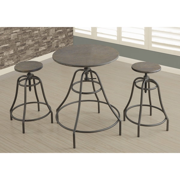 Monarch Specialties Dining Set, 28 W, 32 H, Metal/Solid Wood, Brown - I 1085