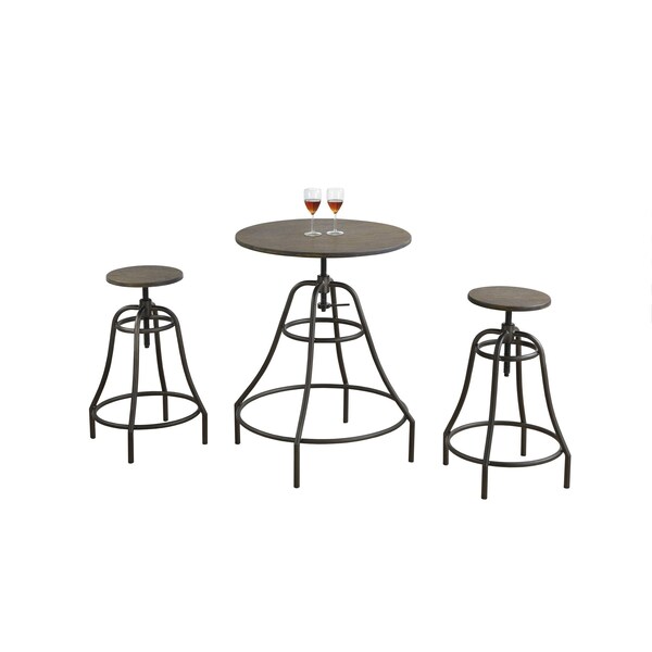 Monarch Specialties Dining Set, 28 W, 32 H, Metal/Solid Wood, Brown - I 1085