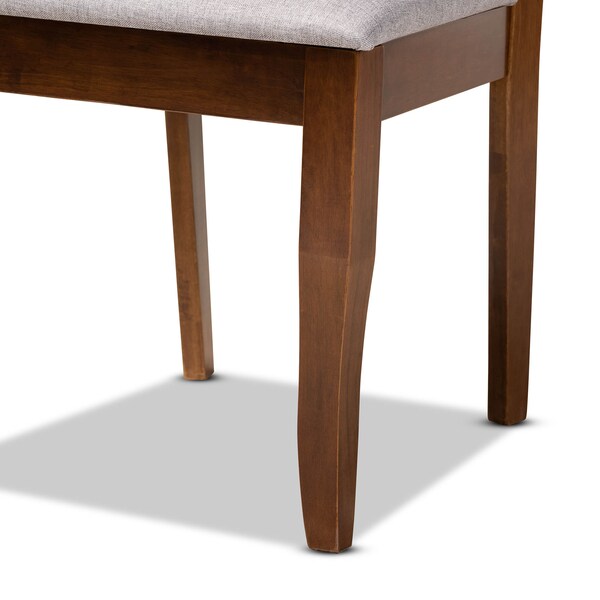 Baxton Studio Beth Grey Upholstered and Walnut Wood 5-Piece Dining Set - 173-9874-10901