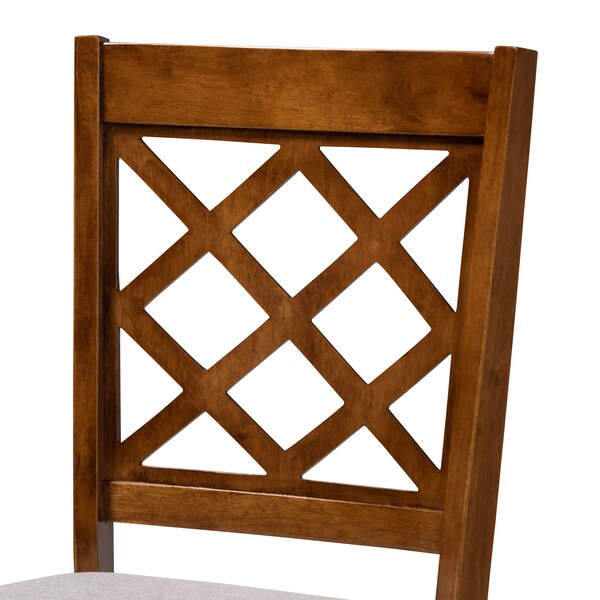 Baxton Studio Beth Grey Upholstered and Walnut Wood 5-Piece Dining Set - 173-9874-10901